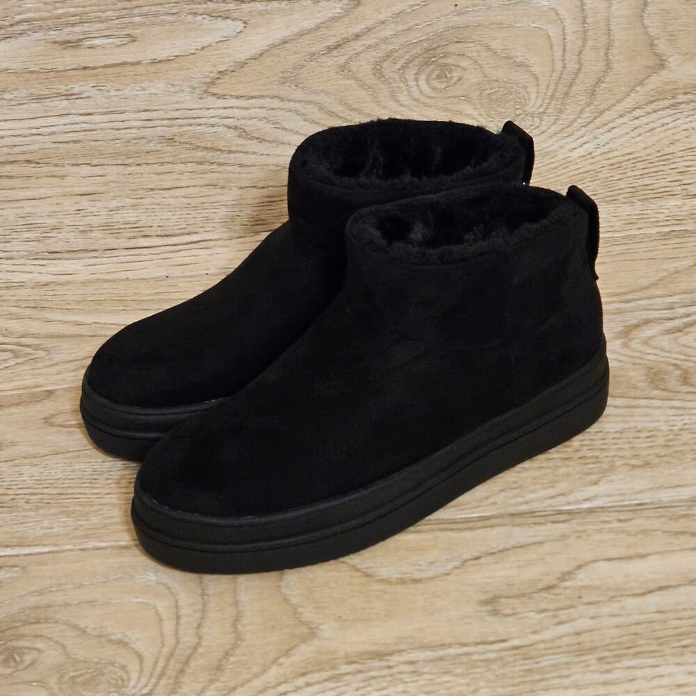 J Slides Faux Fur Lined Suede Luxe Bootie Platform Ankle Boots Nicely WP Size 8M